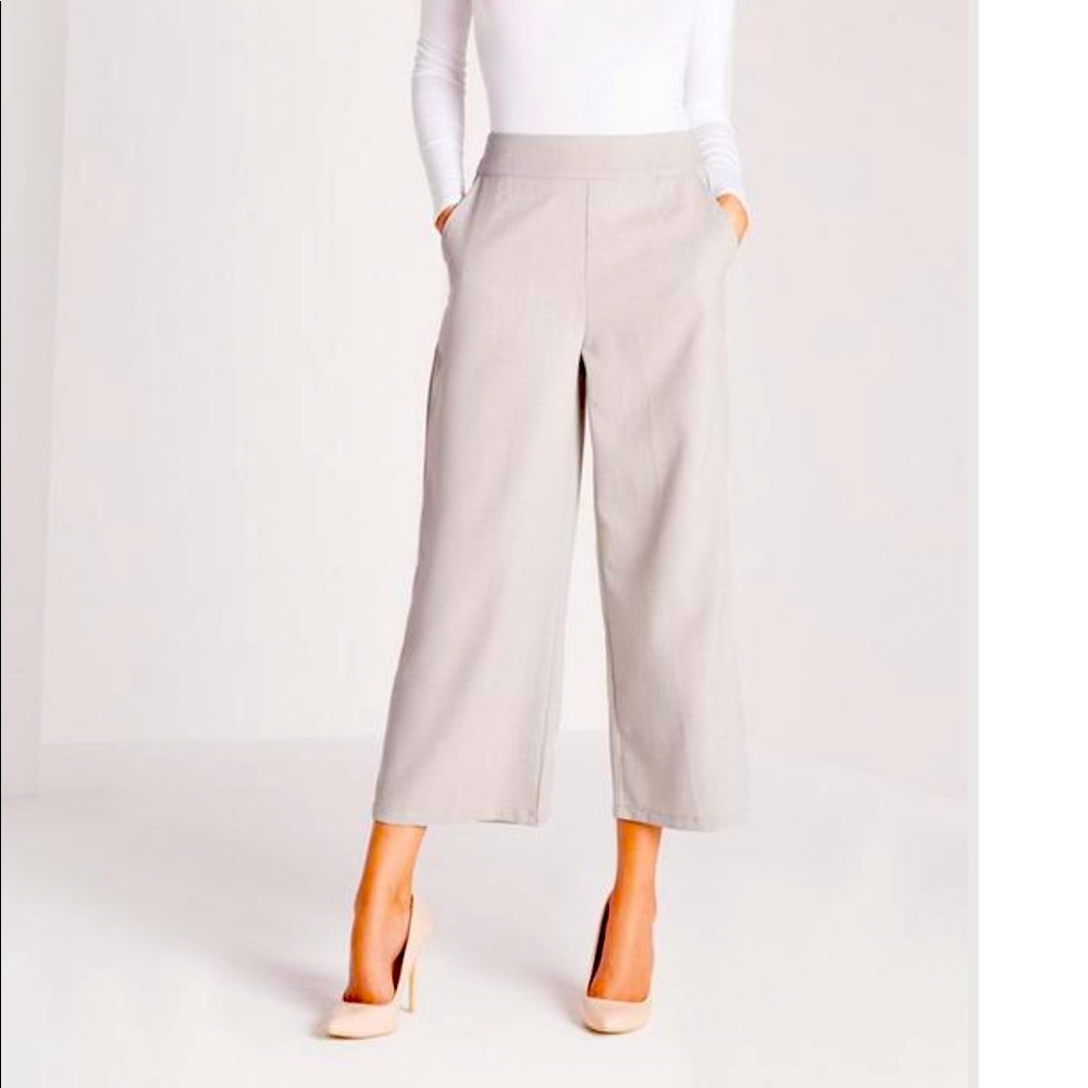 Misguided Cropped Wide Leg Trousers, grey, sz 2